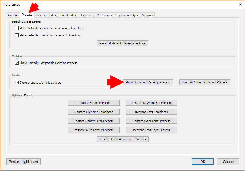 Where are my Lightroom presets stored? - Step 2