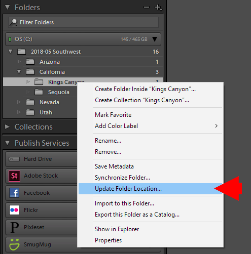 Update Folder Location in Lightroom