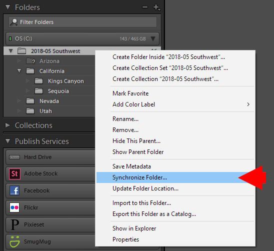 Synchronize the Folder… in Lightroom