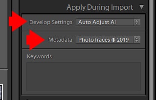 Lightroom Import - Apply During Import