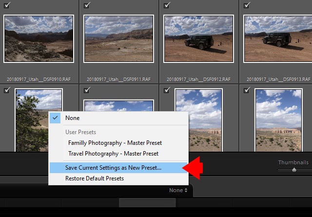 Creating the Import Preset in Lightroom