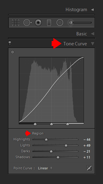 Using the Tone Curve Panel to Control the Contrast