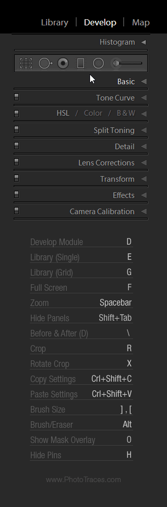 Panel End Mark functionality in Lightroom