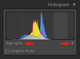 Lightroom Histogram - Highlights