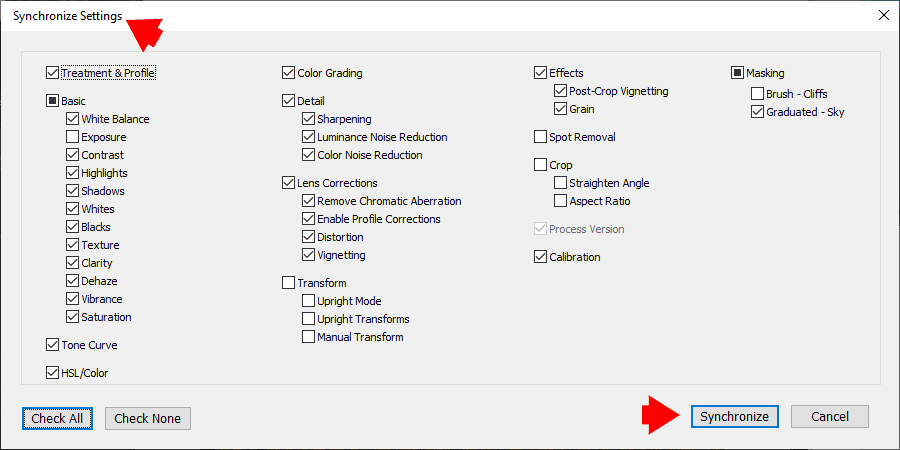 How to Copy and Paste Settings to Multiple Photos in Lightroom - Synchronize Settings